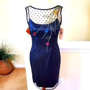 La Nuit Embroidered Black Dress